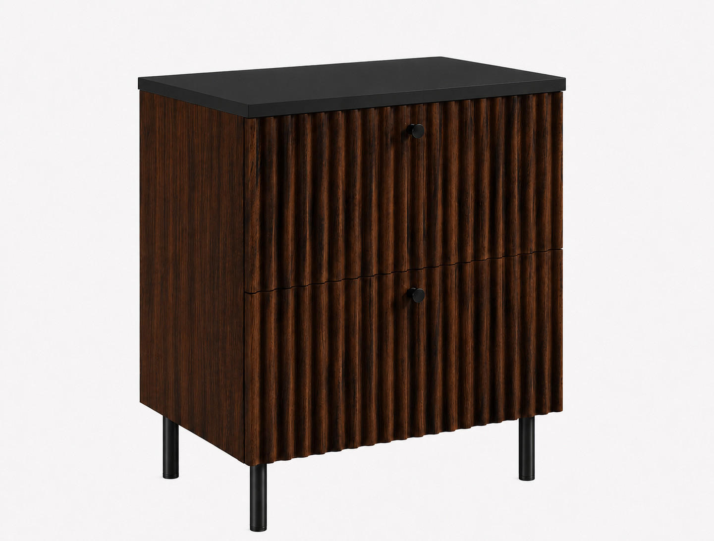 BADEZIMMERSCHRANK: Nusseiche / Platte Schwarz / Griffe Schwarz / Beine Schwarz, 60 x 44,4 x 73,6 cm - Eichefarben/Schwarz, Holzwerkstoff (60/73.6/44.4cm) - 3XE LIVING