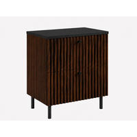 BADEZIMMERSCHRANK: Nusseiche / Platte Schwarz / Griffe Schwarz / Beine Schwarz, 60 x 44,4 x 73,6 cm - Eichefarben/Schwarz, Holzwerkstoff (60/73.6/44.4cm) - 3XE LIVING