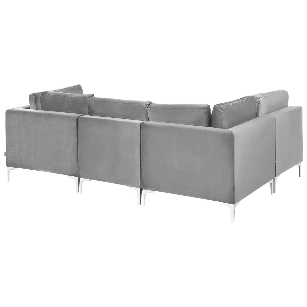 ECKSOFA Modul 4-Sitzer rechtsseitig Grau Samtstoff Evja - Dunkelgrau, Textil (235/150cm) - Beliani
