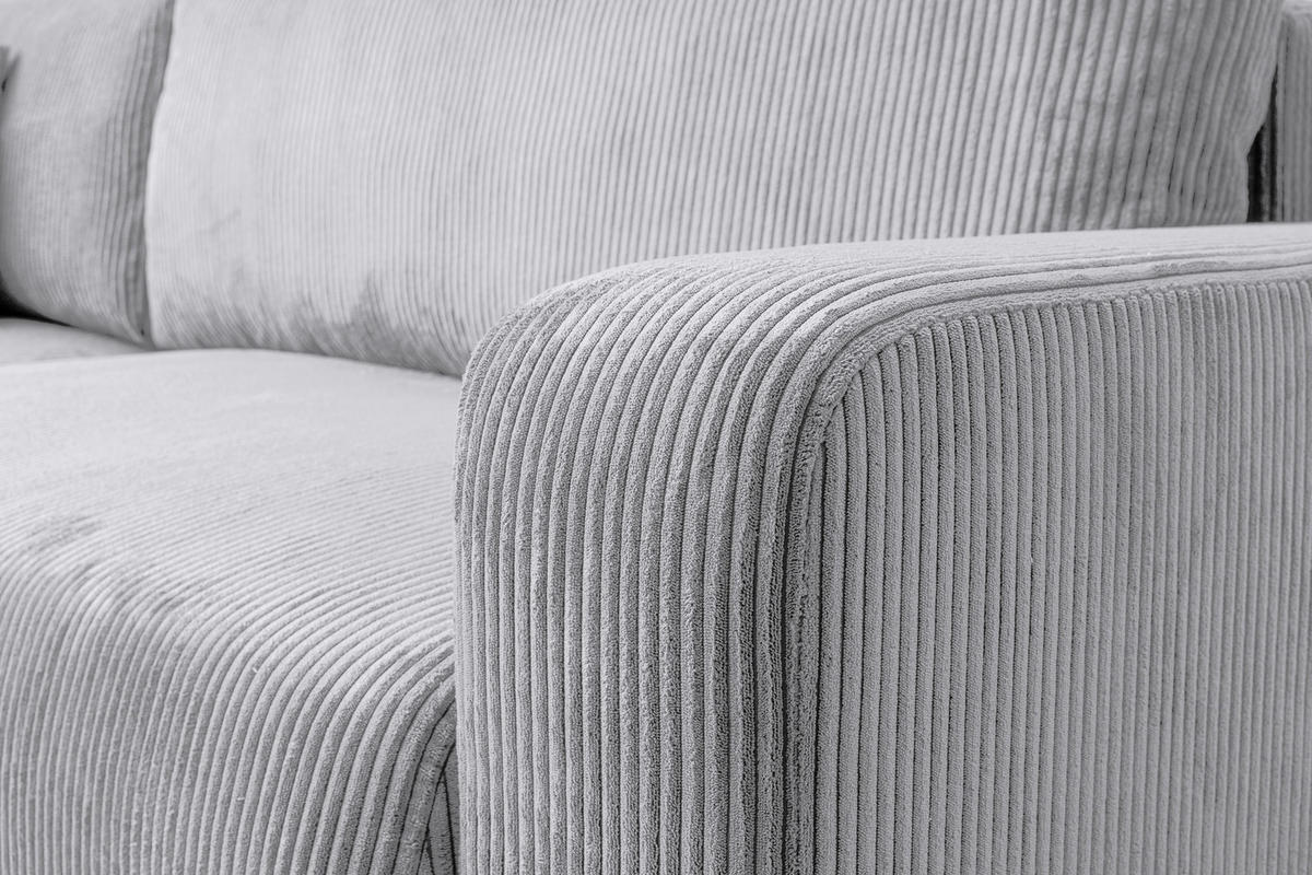 ECKSOFA LUNA mit Schlaffunktion und Bettkasten Cord-Stofff (Hellgrau) - Hellgrau, Textil (244/142cm) - VENASI MÖBEL