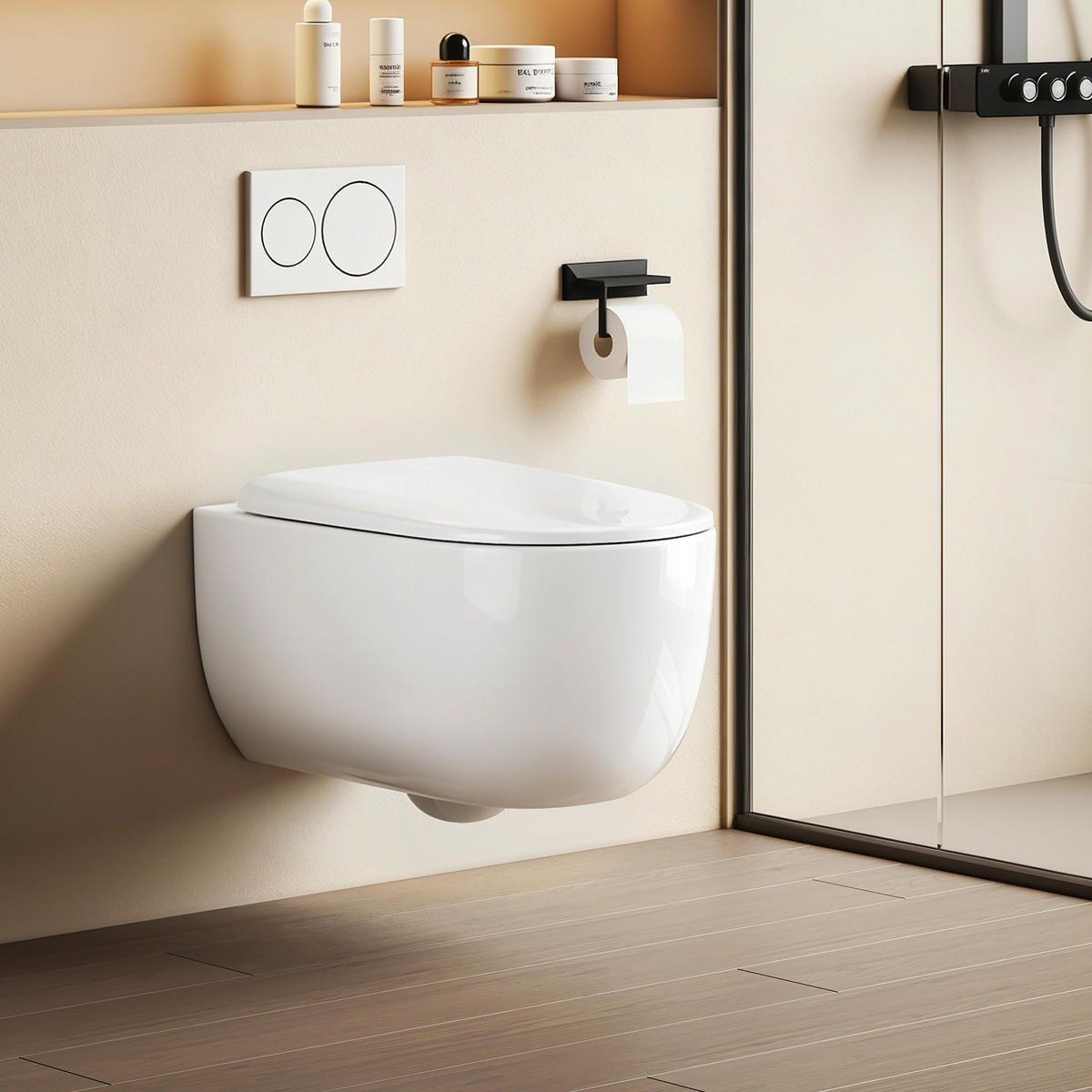 WAND-WC Spülrandlose CT03 55,5/36,5 cm Glänzend-Weiß - Weiß, Keramik (36.5/36/55.5cm) - EMKE