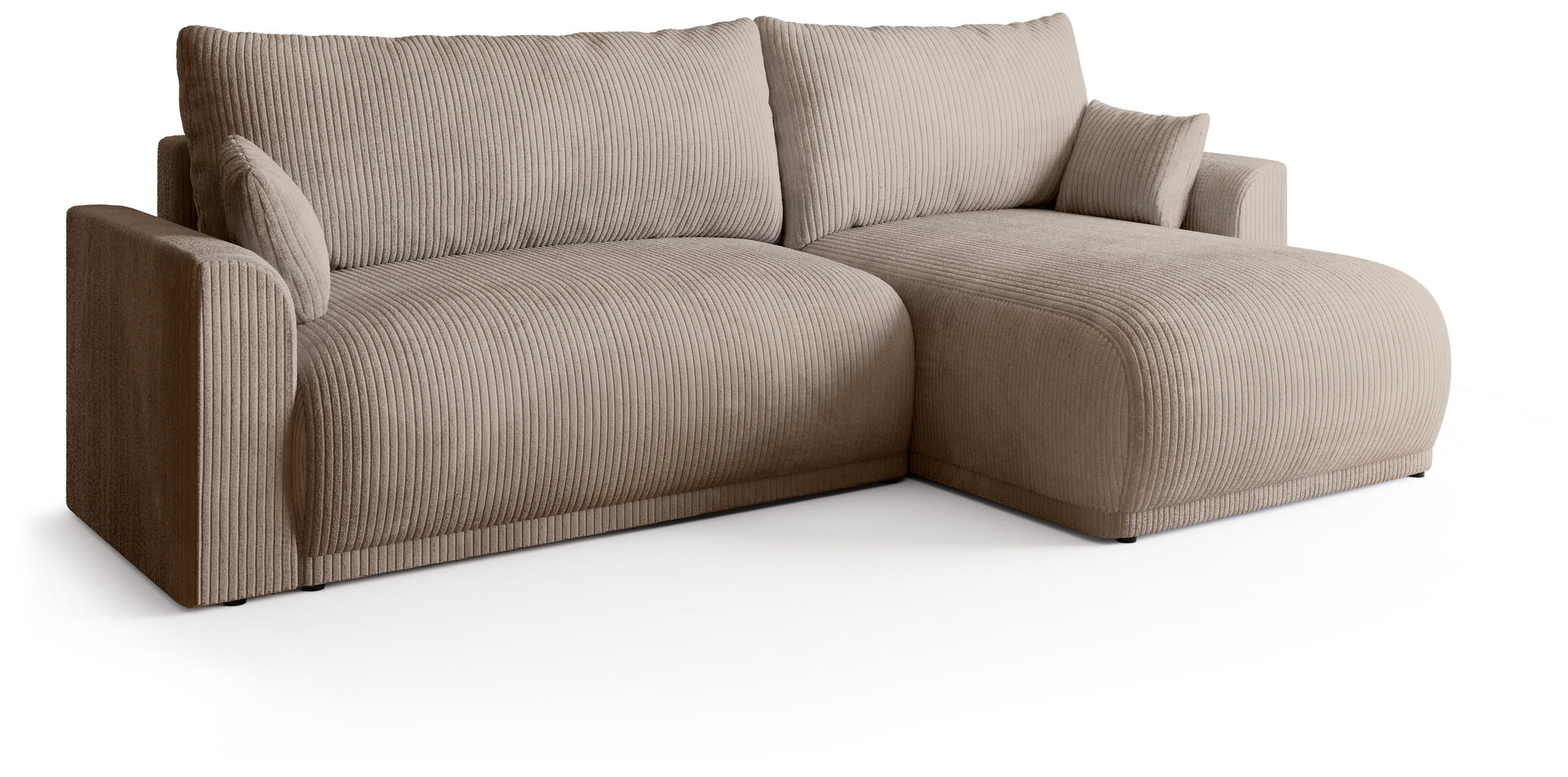 ECKSOFA MORENO mit Schlaffunktion Beige Cord - Beige, Textil (262/160cm) - Bromarkt