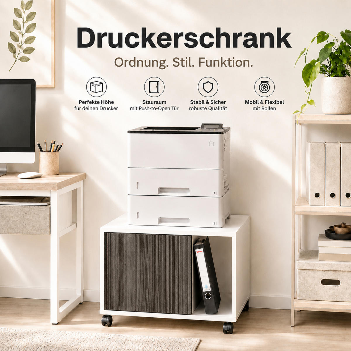 DRUCKERSCHRANK Amira Avola Anthrazit 43/57/52 cm - Anthrazit, Holzwerkstoff (57.5/43.5/52cm) - SIMPLYFURN