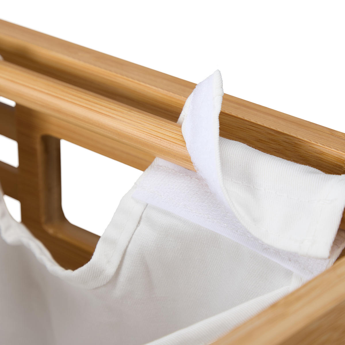 WÄSCHEKORB - Hellbraun, Holz/Textil (53/61/35cm) - Relaxdays