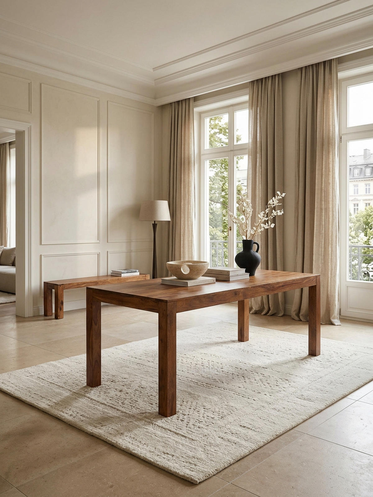 ESSTISCH Massivholz Akazie Rechteckig Handgefertigt NAKO, Braun 200x100x76 cm - Dunkelbraun/Braun, Holz (100/200/76cm) - KADIMA DESIGN