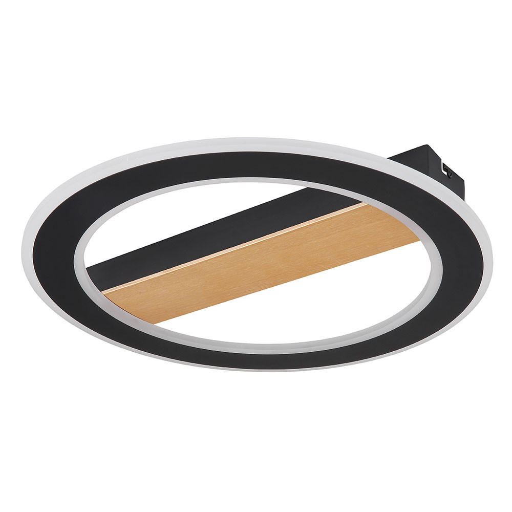 LED DECKENLEUCHTE MATTIA Holzoptik Schwarz - Schwarz, Holz (45/45/5.5cm) - Globo Lighting