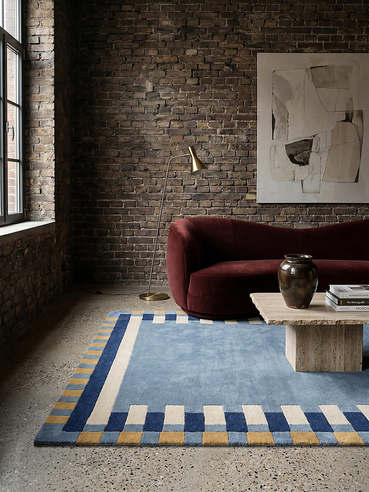 WOLLTEPPICH WENSUM, geometrisch, Blau-Gelb, 160 x 230 cm - Blau, Textil (230/160cm) - KADIMA DESIGN