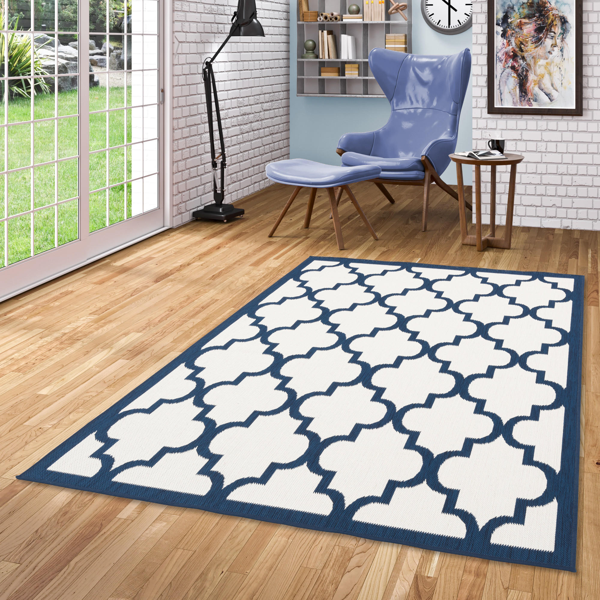 IN- UND OUTDOOR TEPPICH BEIDSEITIG CAPE COD FLIESENOPTIK - Blau, Textil (80/140cm) - Pergamon