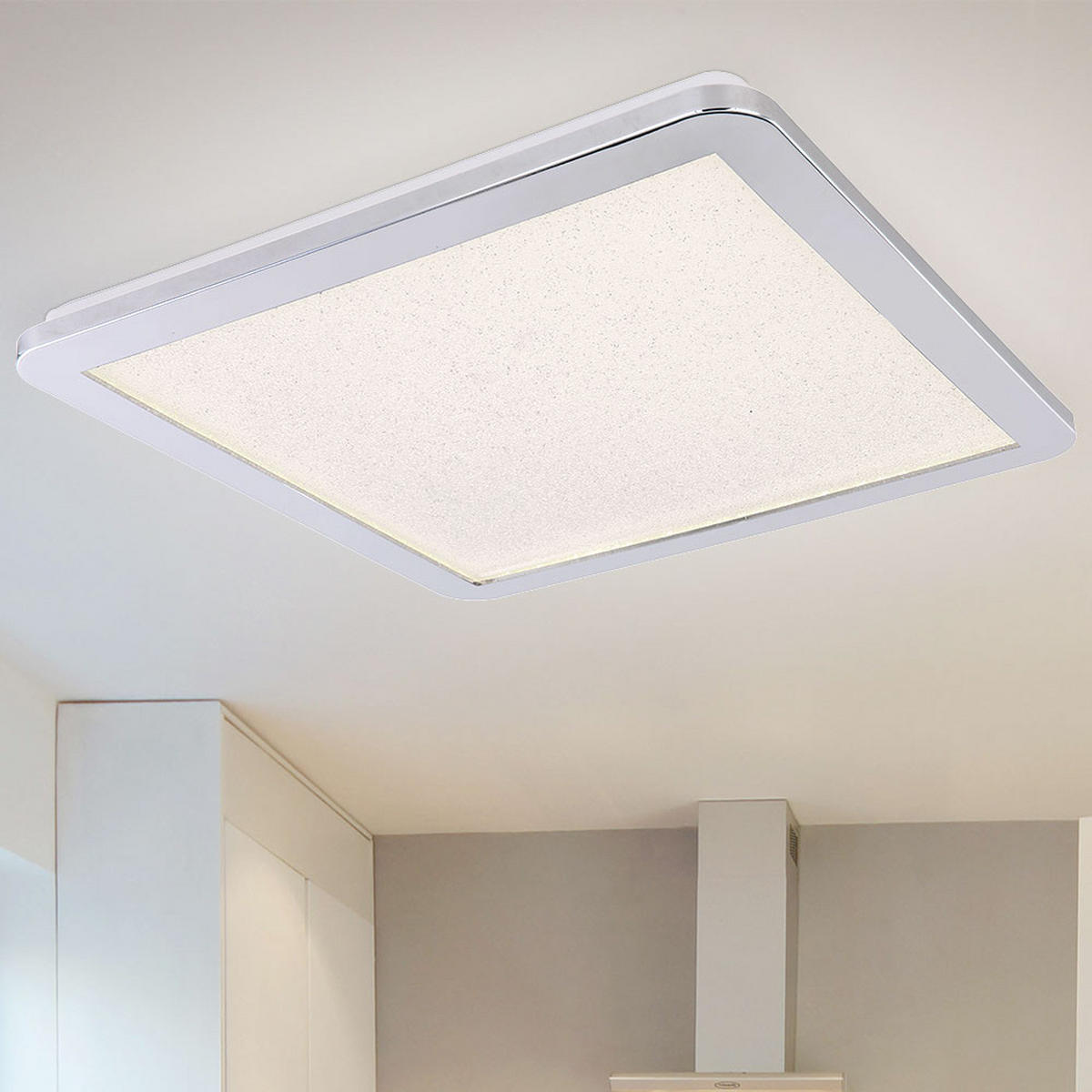 LED DECKENLEUCHTE Metall Silber Kristalloptik - Silberfarben, Metall (40/40/3cm)