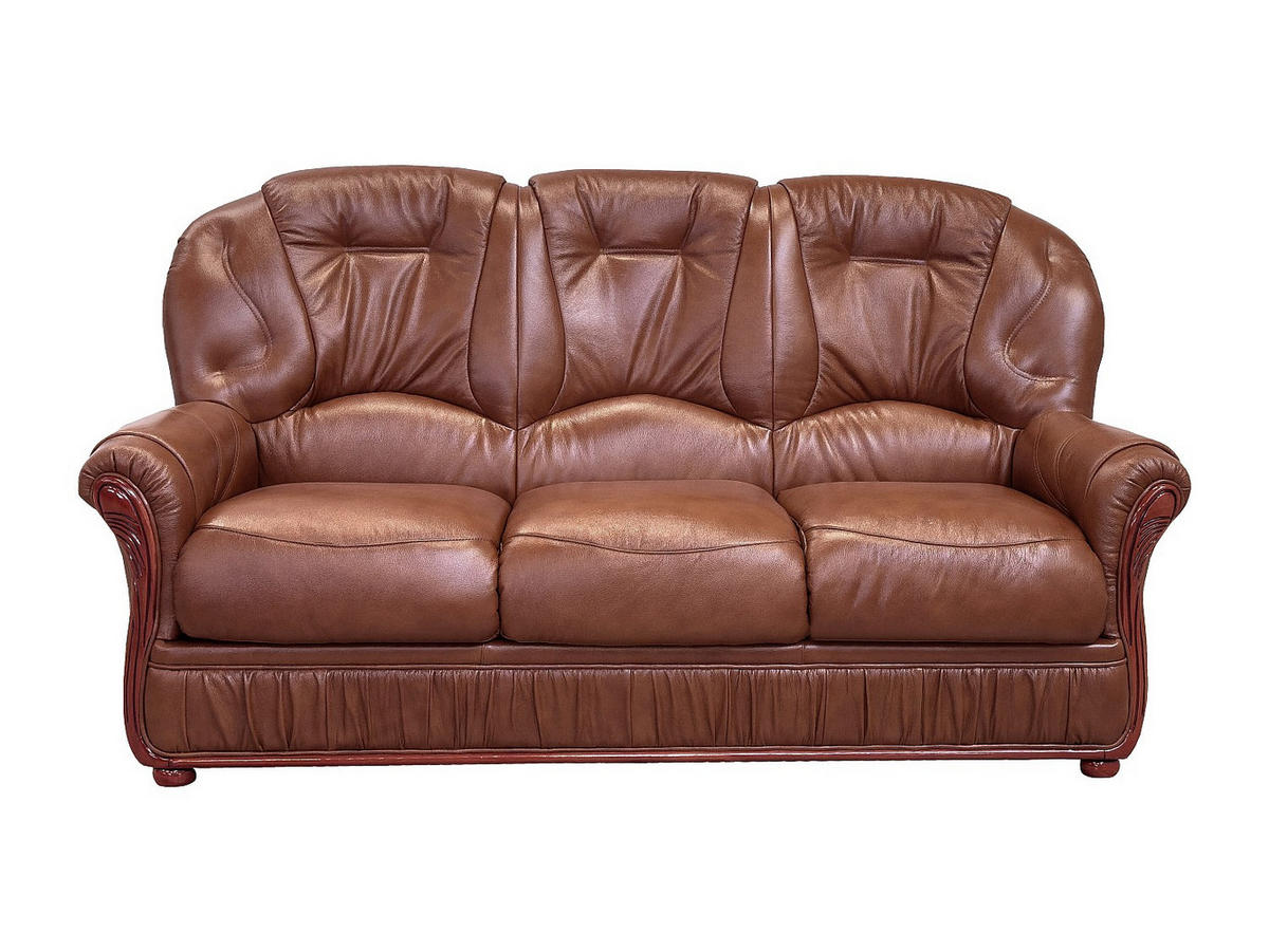 COUCHGARNITUR mit Sessel - 4 Personen - Leder - Schokoladenbraun - DAPHNE - Braun, Leder (83/97/91cm) - Vente-Unique