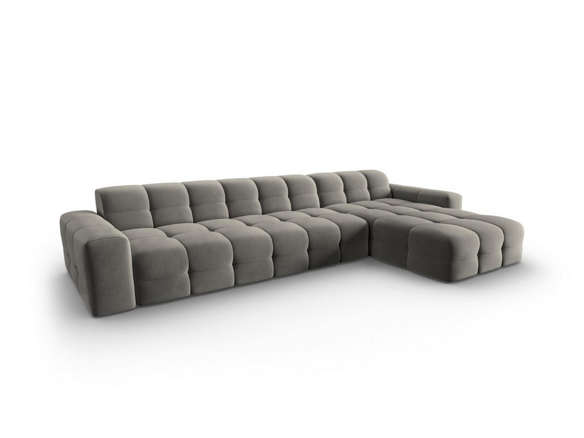 ECKSOFA rechts Kendal aus Samt dunkelgrau 5 Sitzplätze - Dunkelgrau, Textil (173/357cm) - Micadoni