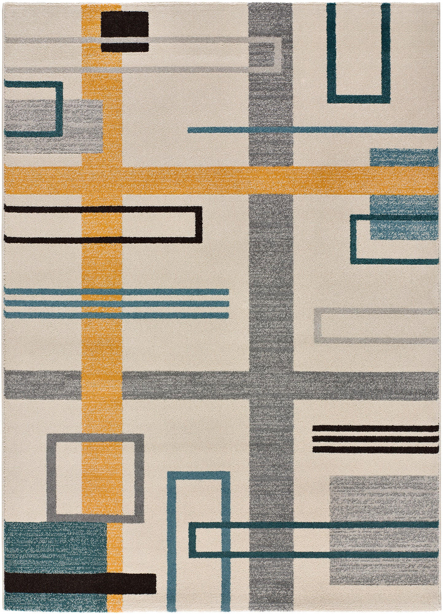 Atticgo Webteppich Weiß, Grau, Hellgelb, Blau 80x150 cm