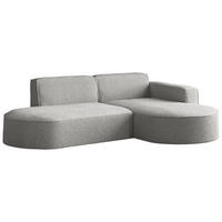 ECKSOFA Hana L-Form 3-Sitzer Ecke Rechts, Boucle, Hellgrau 241/73/168 cm - Hellgrau/Schwarz, Textil/Metall (168/241cm) - WFL GROUP