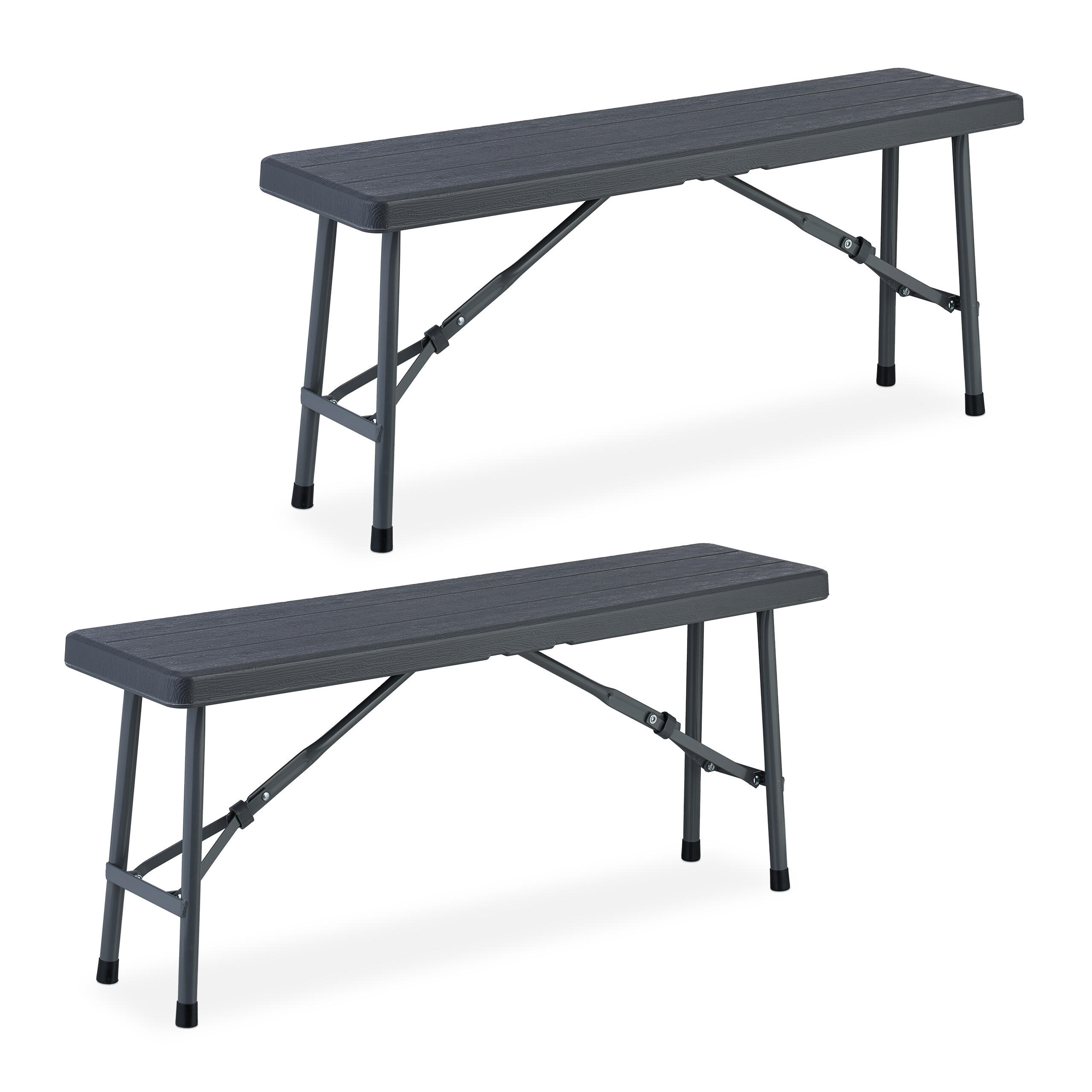 2XBIERBANK - Grau, Kunststoff/Metall - Relaxdays