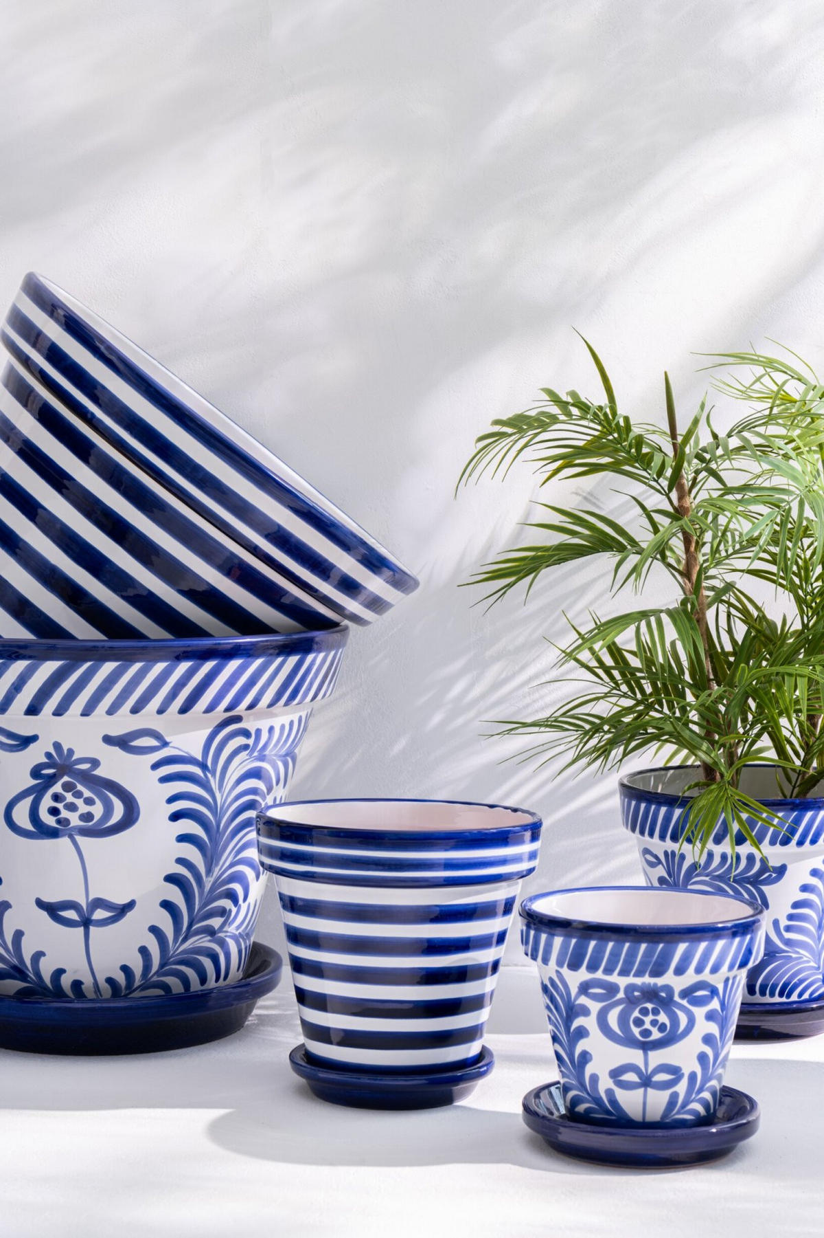 BLUMENTOPF GRANADA STRIPES - Töpferei - Blau - M - Ø 27 cm - Multicolor, Keramik (27/25cm) - J-Line