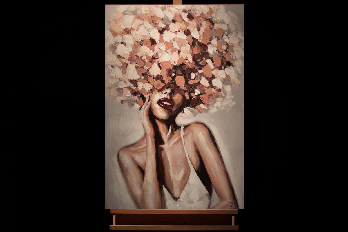 ÖLGEMÄLDE 60/90 cm - Pink, Holz/Textil (60/90cm) - KUNSTLOFT