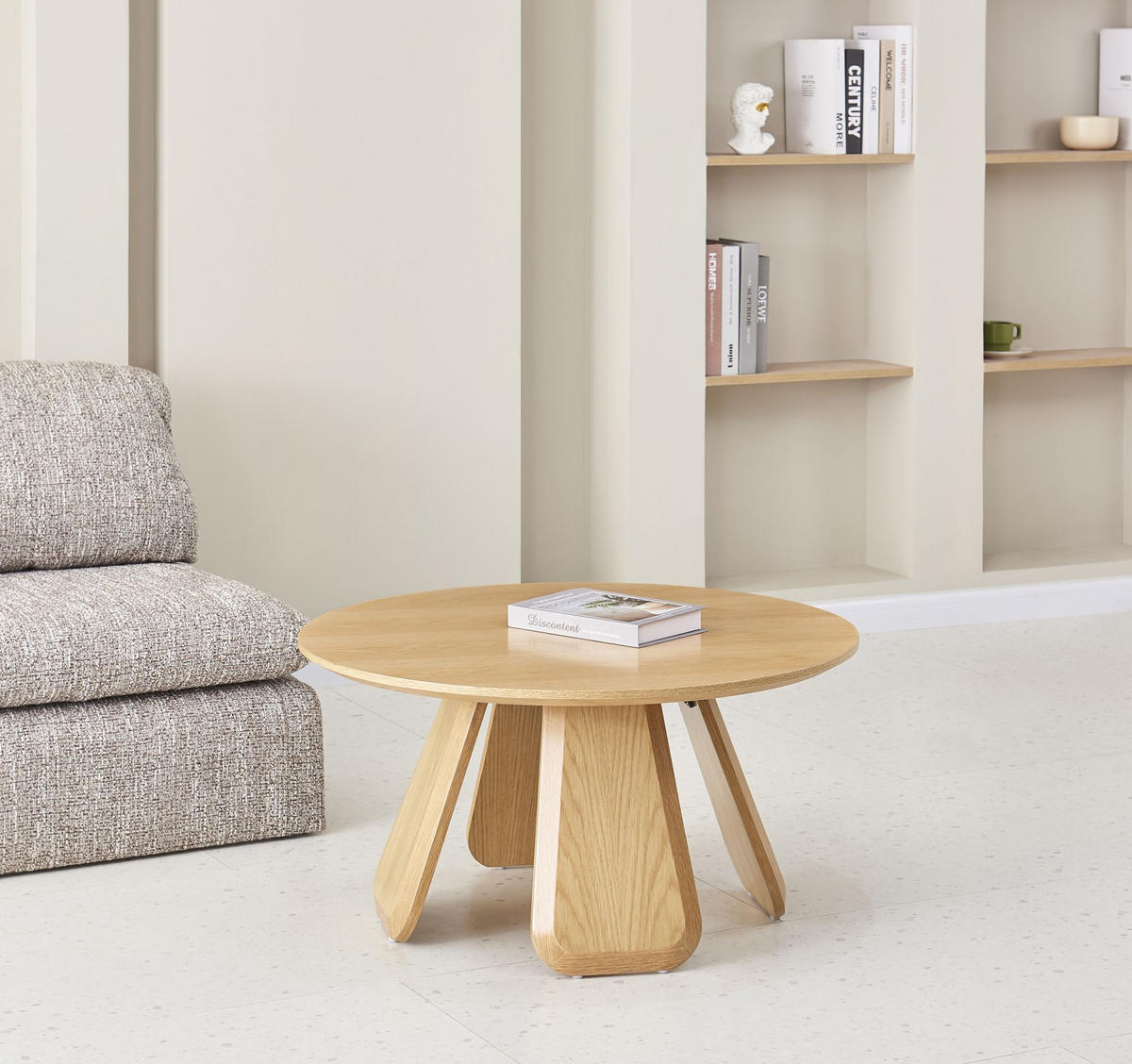 COUCHTISCH Affitly Eiche Natur Optik 80 cm - Beige, Holzwerkstoff (80/80/40cm) - Selsey