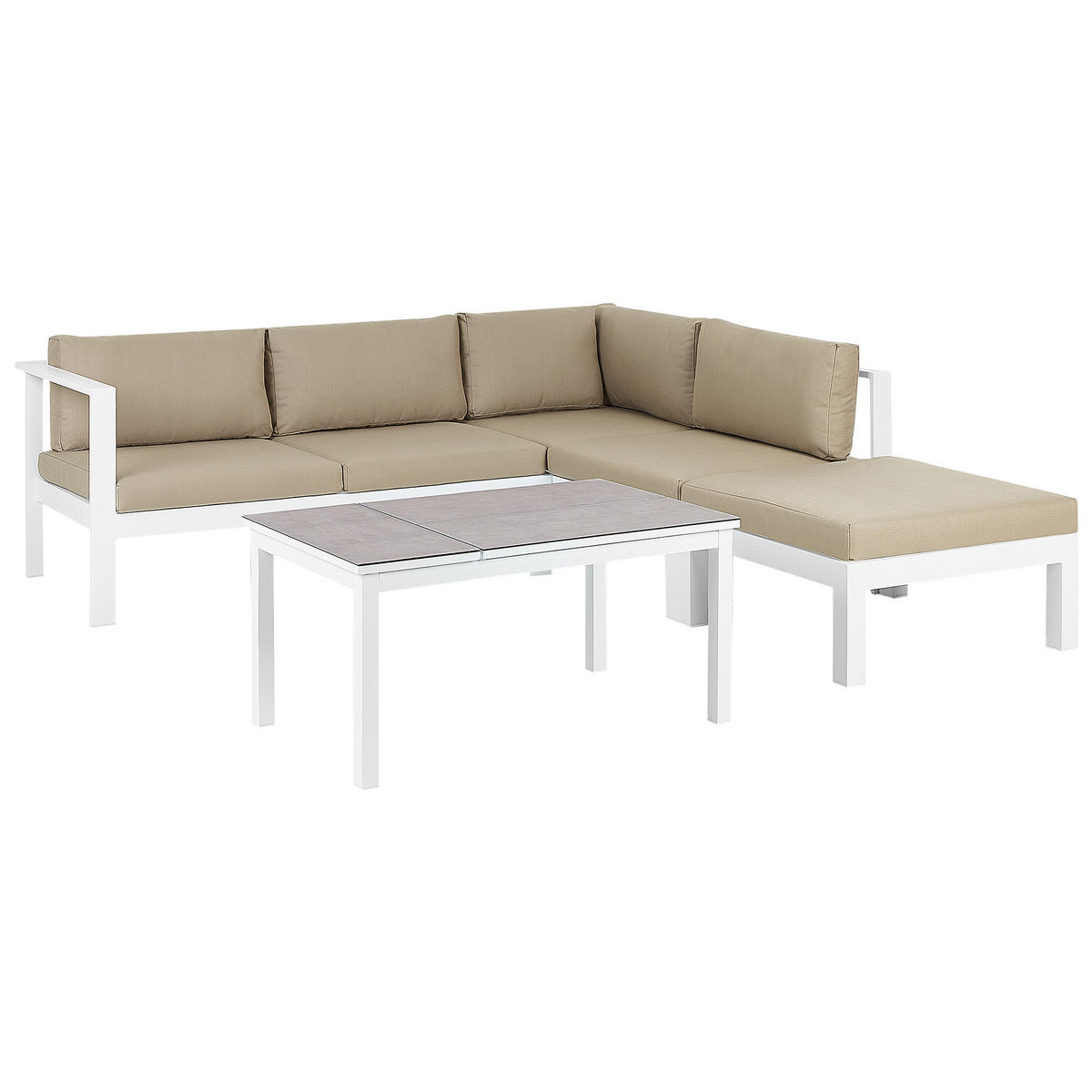LOUNGE-SET 5-Sitzer Weiß Messina - Beige/Weiß, Metall - Beliani