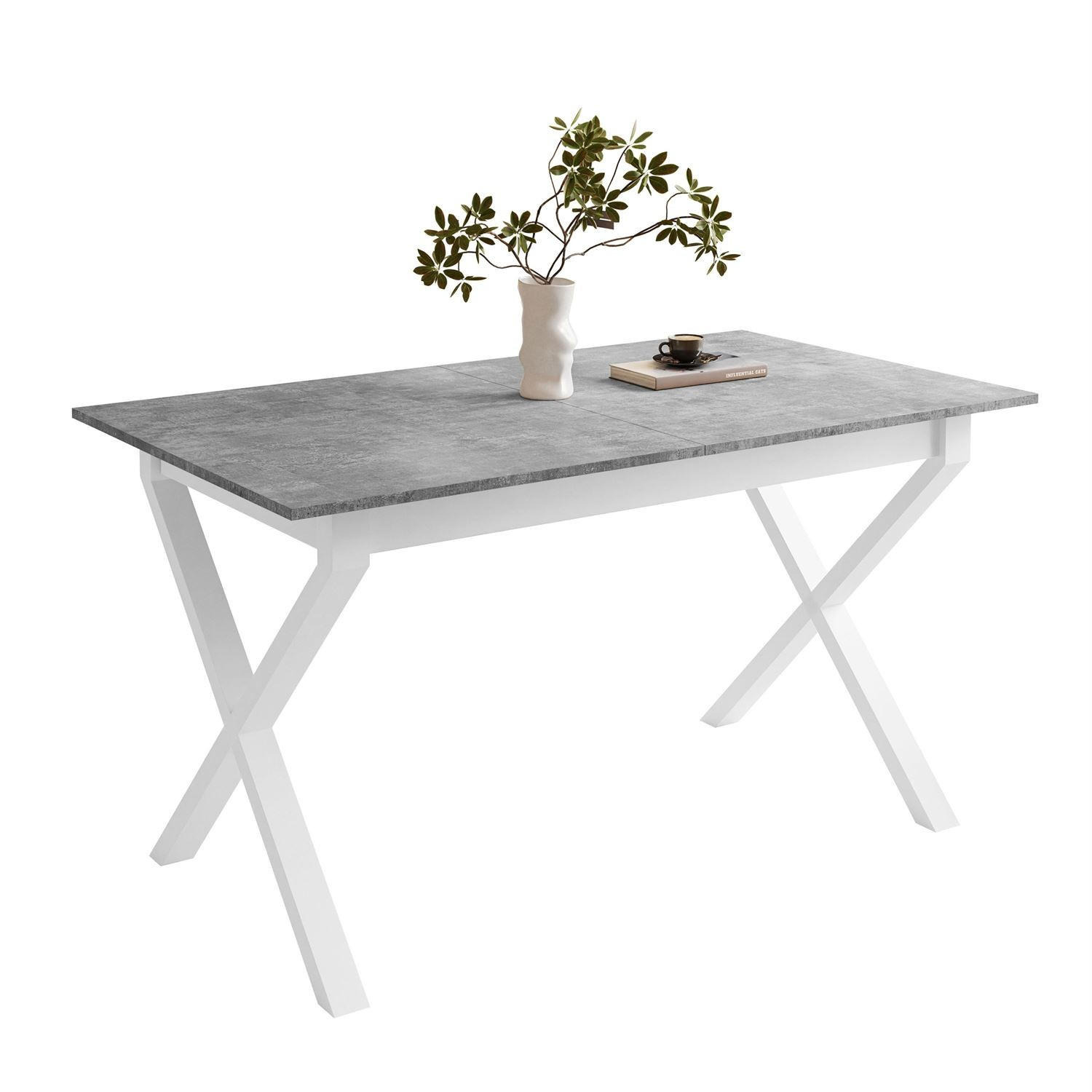 ESSTISCH ARTON II ausziehbarer Tisch 140-195 cm für 6-8 Personen - Weiß/Grau, Holzwerkstoff/Metall (140/80/77cm) - Lookway