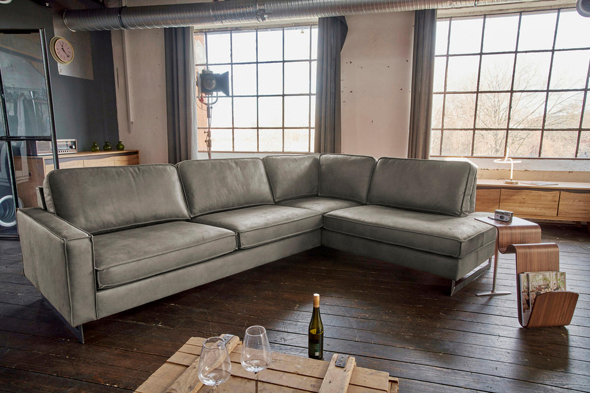 ECKSOFA VILNIUS Anthrazit Kunstleder - Anthrazit/Schwarz, Textil (290/217cm) - KAWOLA