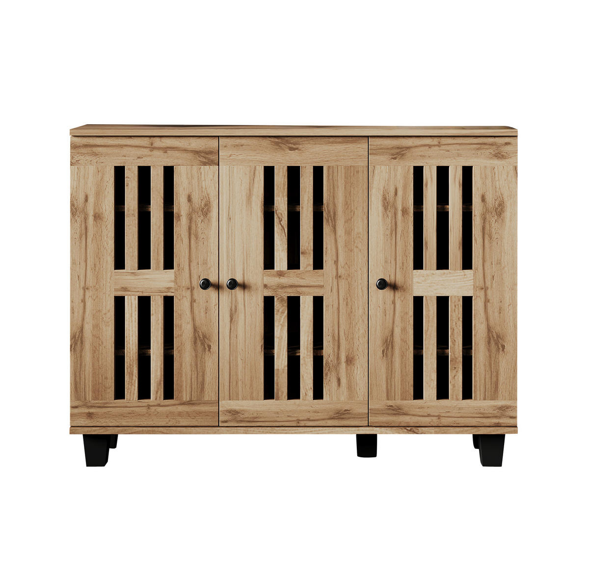 SIDEBOARD 120/32/92 cm aus Spanplatte mit 3 Türen und 8 Ablagefächern, Naturholz - Naturfarben, Holzwerkstoff (120/92/32cm) - Redom