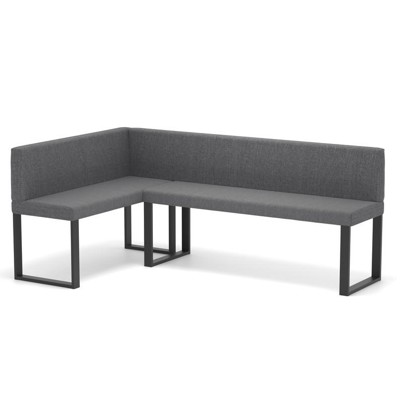ECKBANK links SANA U Webstoff glatt, 142/196 cm Dunkelgrau - Dunkelgrau, Textil/Metall (142/196cm) - Idohome