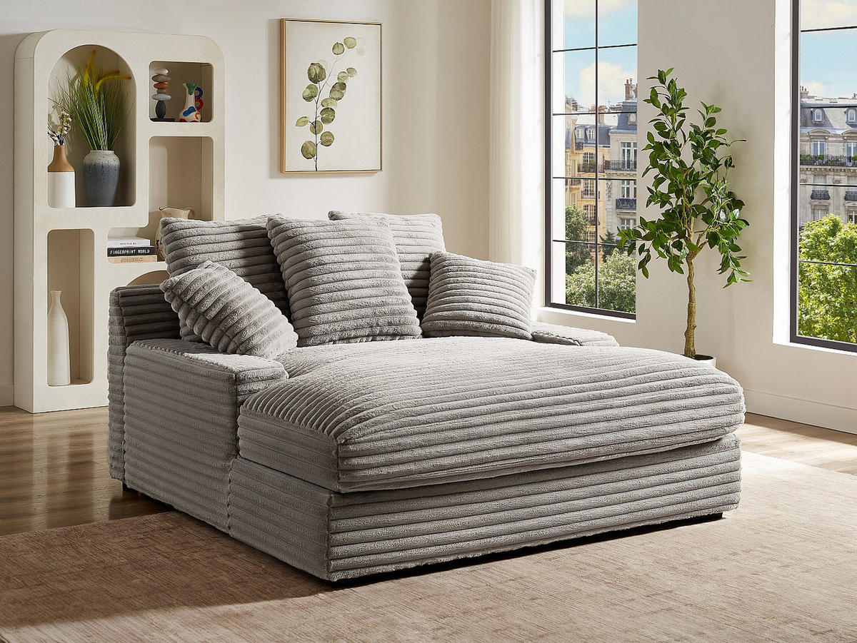 RECAMIERE ohne Schlaffunktion - 1 Person, 2 Personen - Samt, Stoff - Grau - - Grau, Textil (163/95/168cm) - Vente-Unique