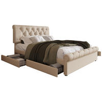 POLSTERBETT 140/200 cm mit 4 Schubladen & höhenverstellbarem Kopfteil, Chesterfield, Natur - Naturfarben, Metall (140/200cm) - Redom