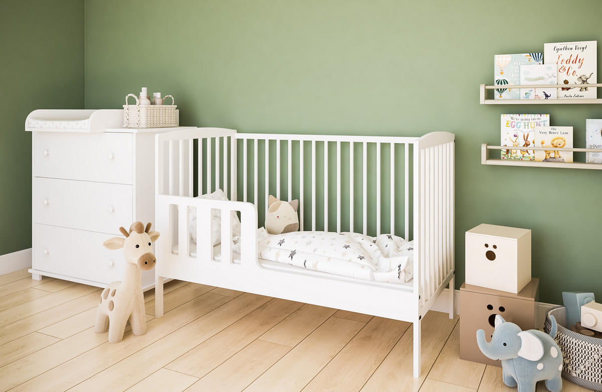 GITTERBETT Elva 2in1 mit Matratze - Weiß, Holz - kiki design