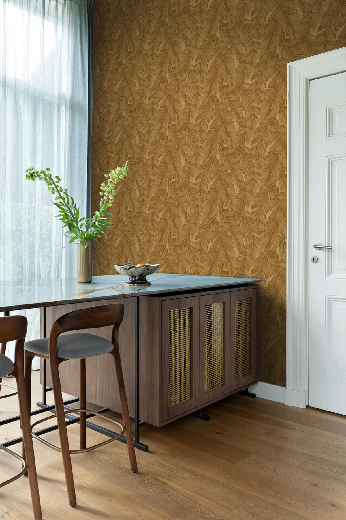 TAPETE Palmblätter 50 x 900 cm - Gelb, Papier (50/900cm) - Origin Wallcoverings
