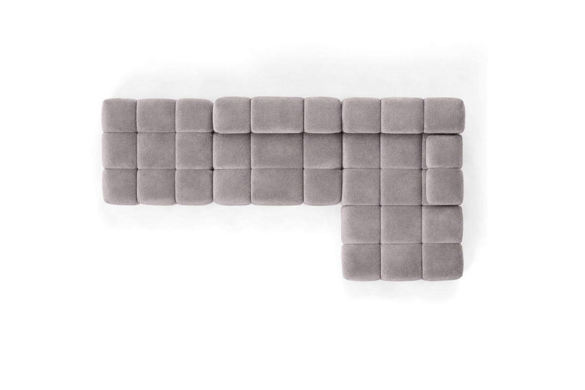 ECKSOFA L-Form Modular Mit Hocker, Veloursstoff Salvador, Grau, Rechts, Selia - Grau, Holz (285/160cm) - Kaiser Möbel