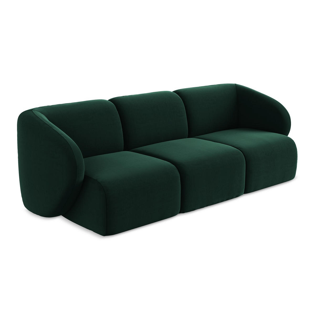 3-SITZER SOFA Samt Stoff Grün - Dunkelgrün/Schwarz, Holzwerkstoff/Kunststoff (244/75/94cm) - LaMiaSofa