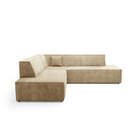 ECKSOFA TESSO II L-S Beige Kordstoff mit Schlaffunktion - Beige, Holz (254/254cm) - MASSENO