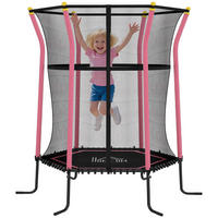 TRAMPOLIN DE-10771 für Kinder, Ø163,5 cm mit Sicherheitsnetz Blau - Pink, Metall (163.5/163.5cm) - ComfortXL