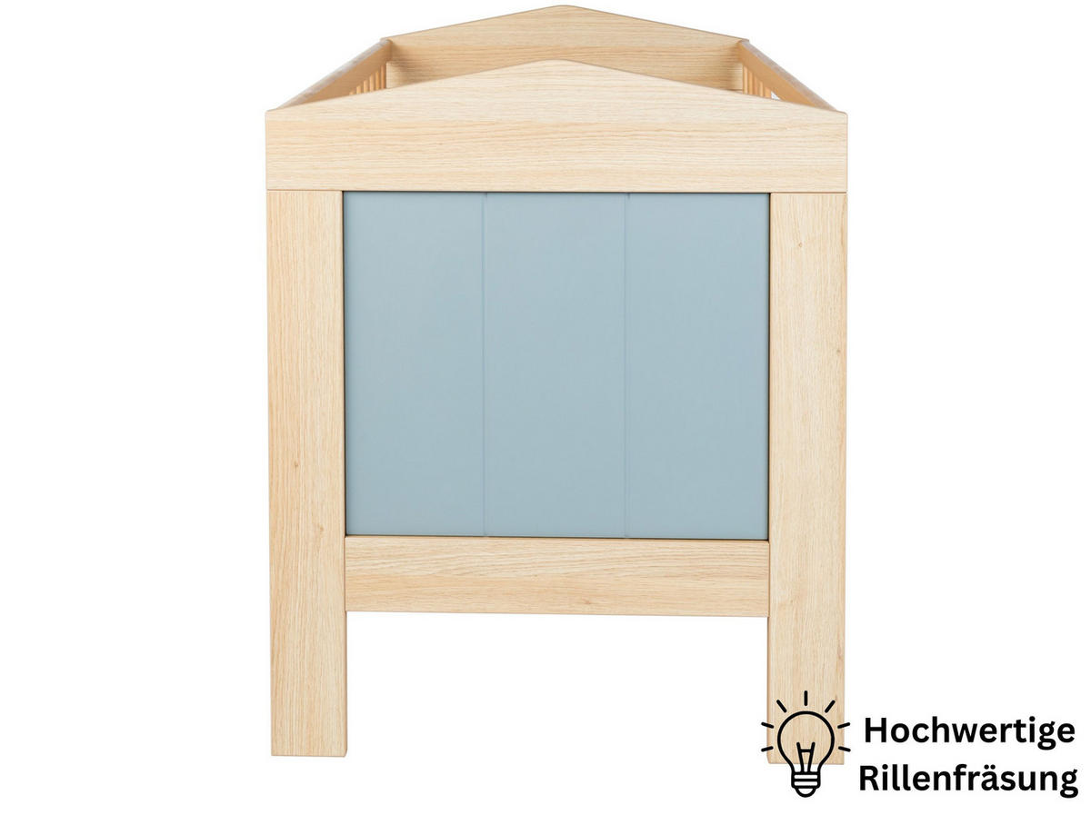 BABYBETT Roofy - Eichefarben/Salbeigrün, Holz/Holzwerkstoff - arthur berndt