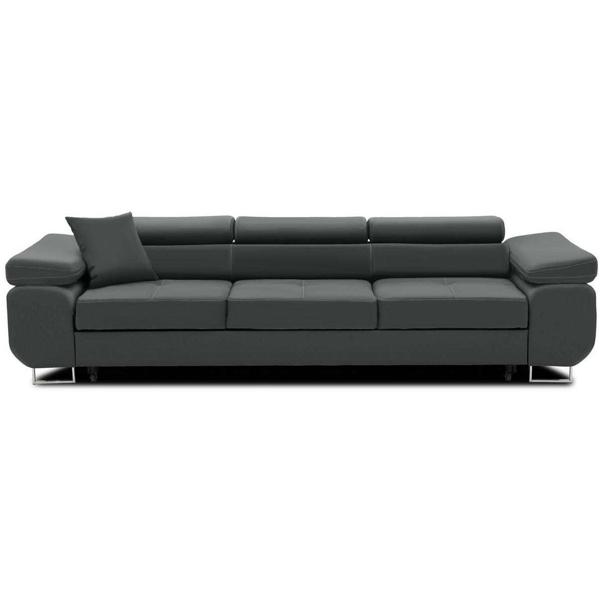 SOFA 3-SITZER MIT SCHLAFFUNKTION RIGATTO Dunkelgrau - Dunkelgrau, Textil (100/71/280cm) - Mebligo