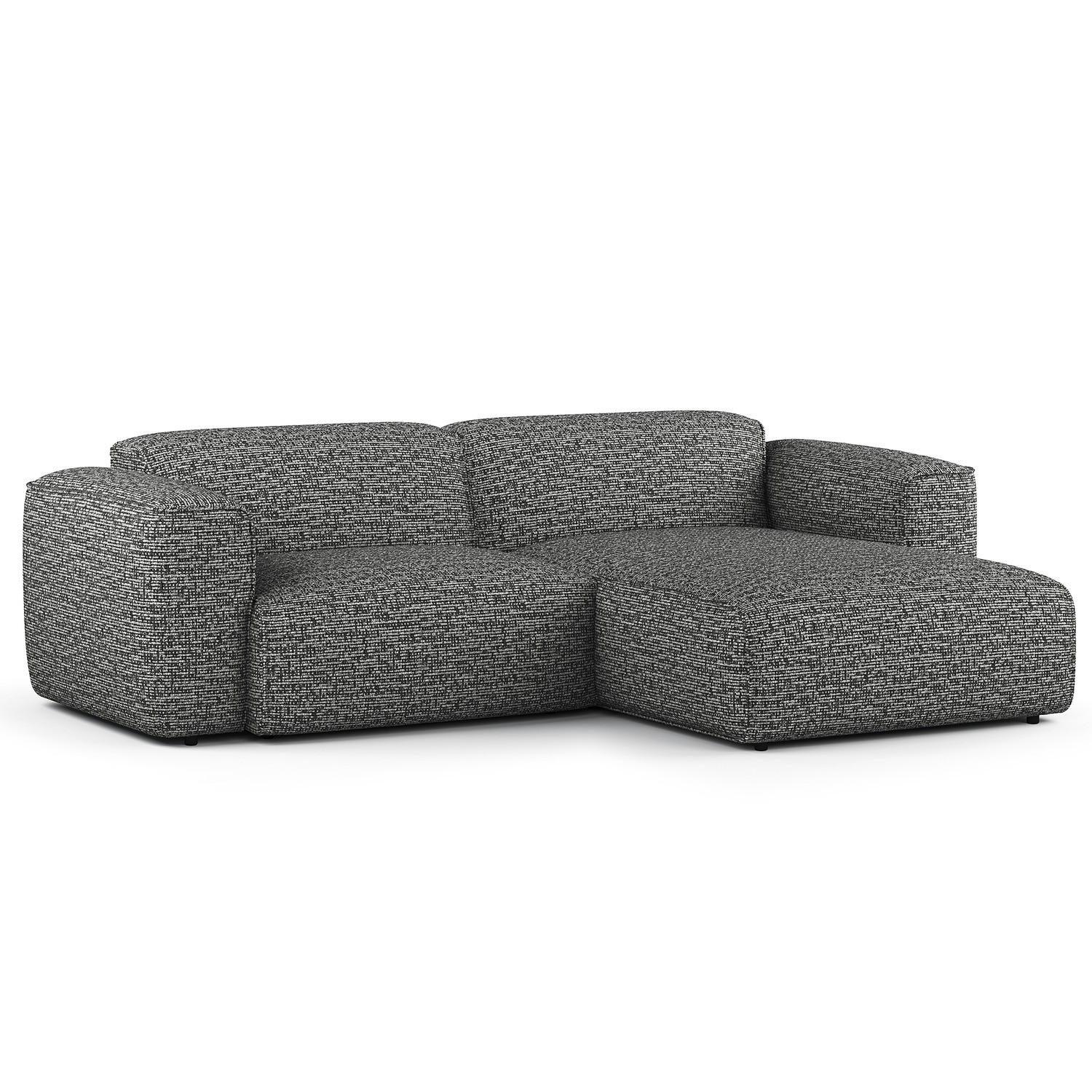 1,5-SITZER ECKSOFA mit Longchair - Schwarz/Grau, Kunststoff/Textil (260/173cm) - home24