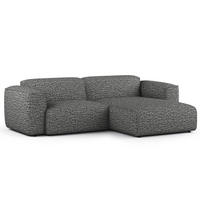 1,5-SITZER ECKSOFA mit Longchair - Schwarz/Grau, Kunststoff/Textil (260/173cm) - home24