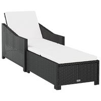 SONNENLIEGE mit Cremeweißer Auflage Poly Rattan Schwarz - Schwarz, Kunststoff (68/73/201cm) - furnicato