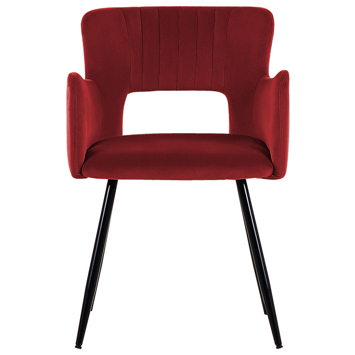 ESSZIMMERSTUHL 2er-Set Samtstoff Rot Sanilac - Rot, Textil/Metall (52/75/44cm) - Beliani