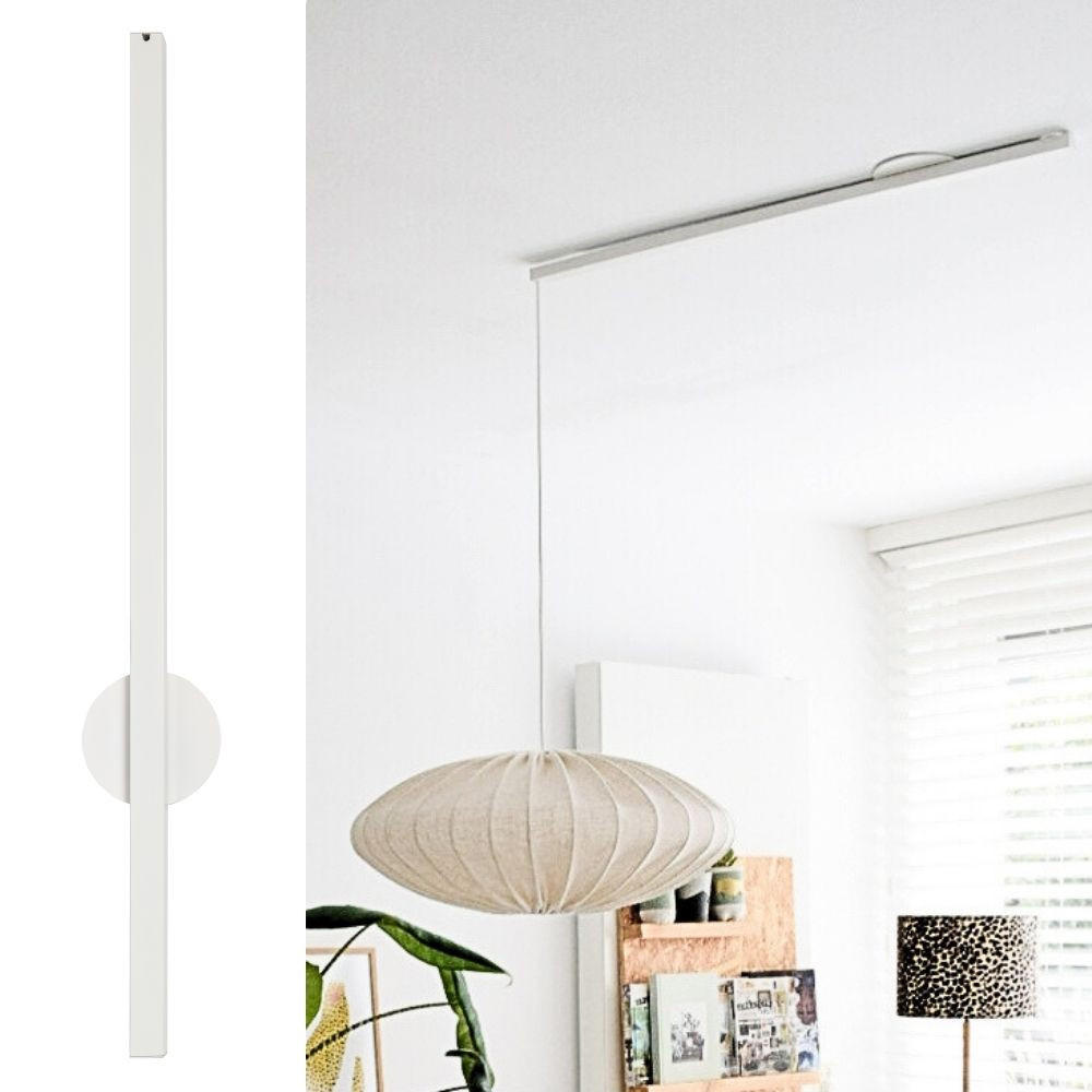 AUFHÄNGESYSTEM für eine Hängelampe - Single - 110cm - Mattweiß - Verstellbare Lampenaufhängung - Pendelleuchte Schieben und Drehen - Weiß, Metall (110/3/2cm) - Lightswing®