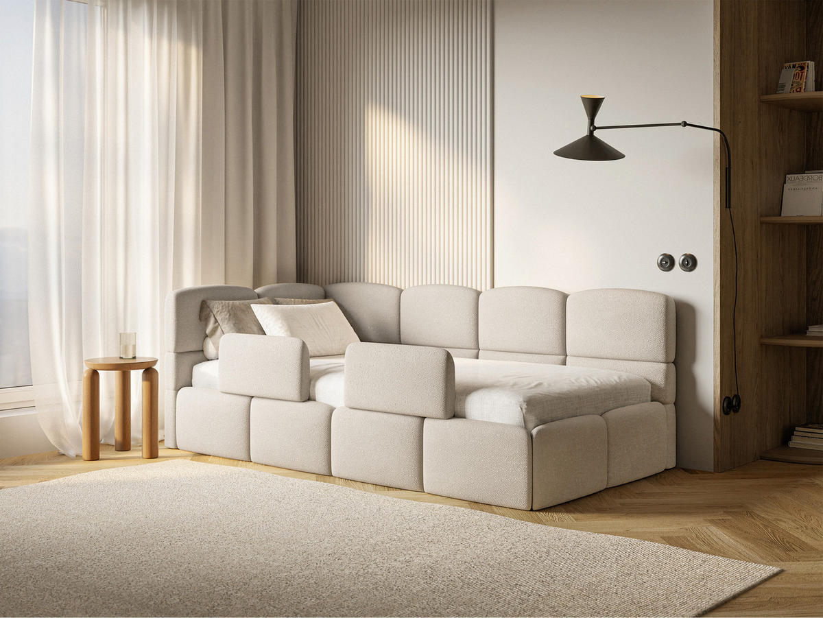 KINDERBETT Cloudy Creme 120 cm, Chenille - Creme/Schwarz, Kunststoff/Textil (120/200cm) - Selsey