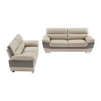 COUCHGARNITUR - 5 Personen - leder - taupe Francesca - Taupe, Leder/Metall (210/86/85cm) - Vente-Unique