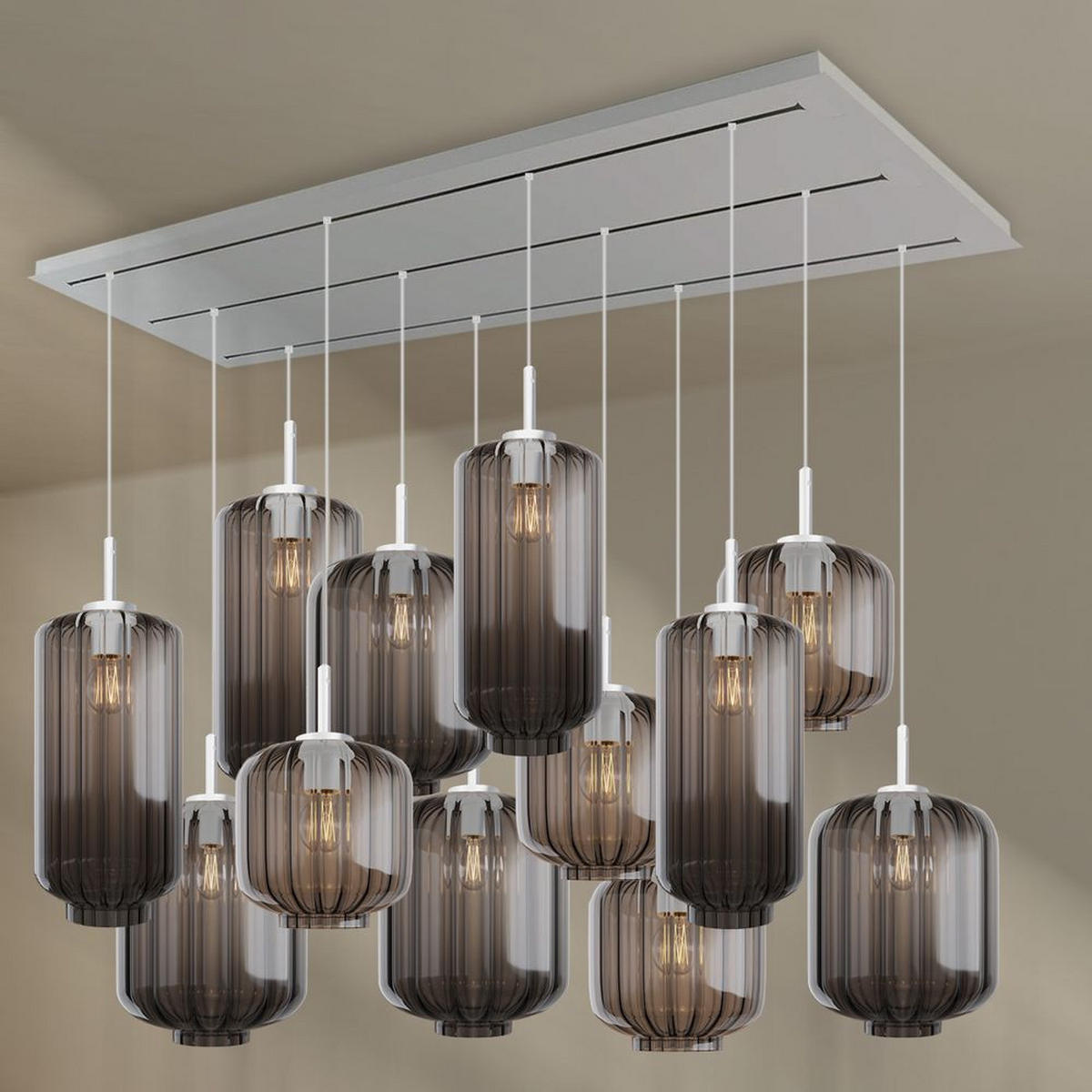 HÄNGELEUCHTE Velo 12-flammig Rauch Ø 18/20/25cm - Anthrazit/Weiß, Glas (25/25/27cm) - s.luce