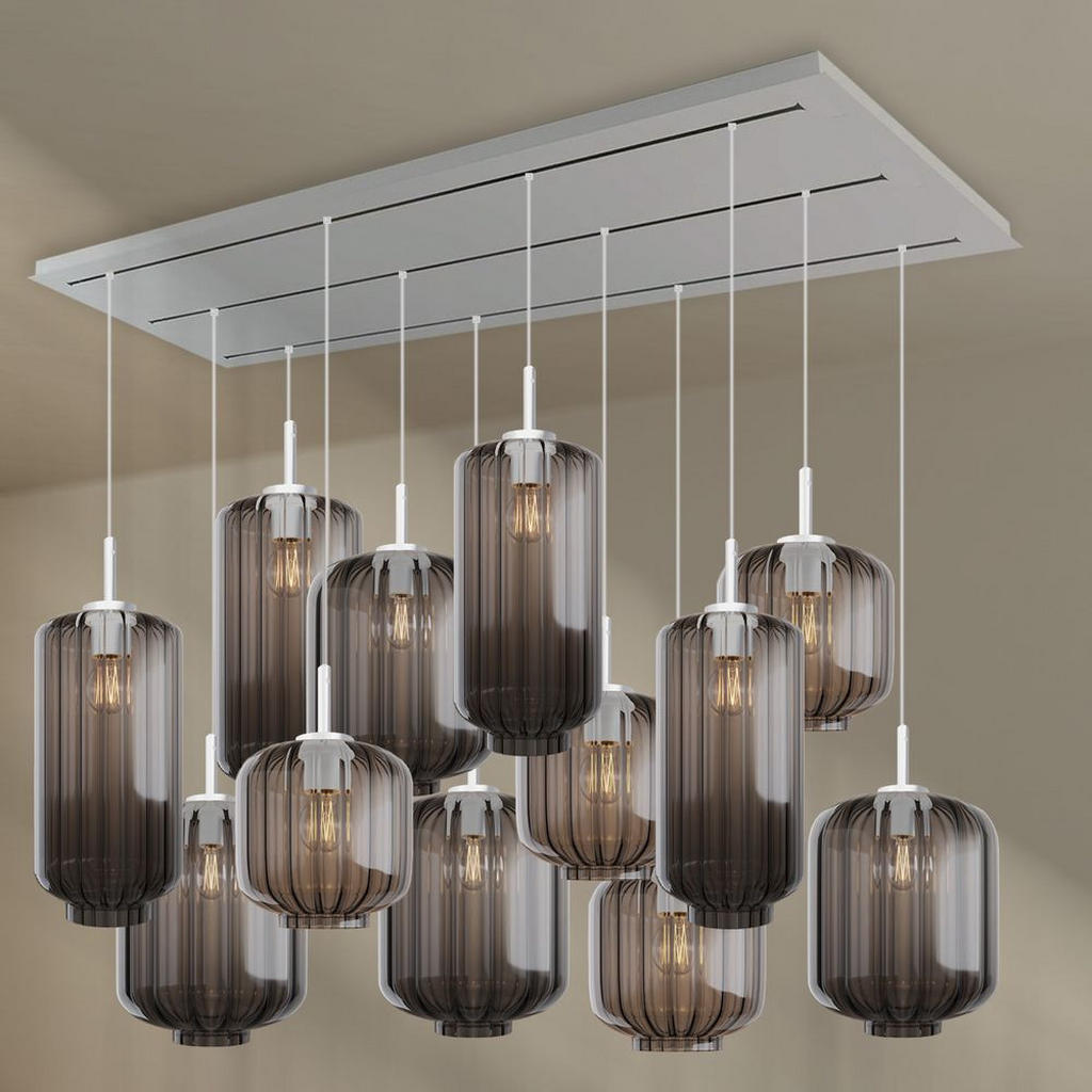 Thumbnail - s.luce Hängeleuchte, Anthrazit, Weiß, Glas, Zylindrisch, 25x27x25 cm, Lampen & Leuchten, Innenbeleuchtung, Hängelampen, ...