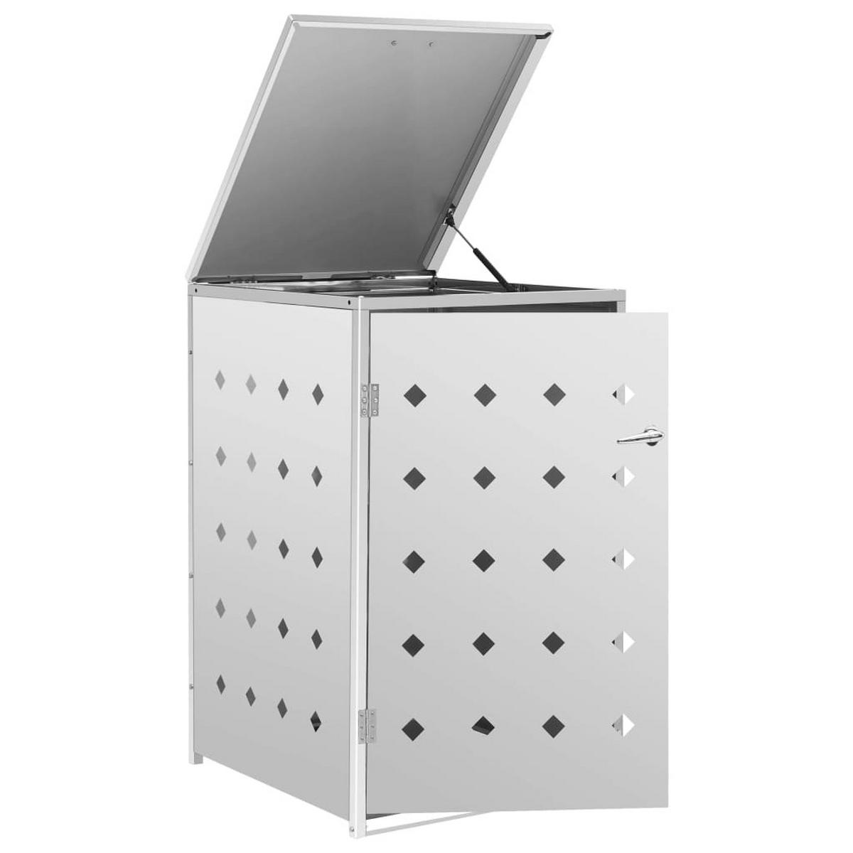 1ER Mülltonnenbox SOGI Edelstahl | 69x115x77,5cm silber | Für 1 Tonne 240L - Silberfarben, Metall (69/115/77.5cm) - DELUKE