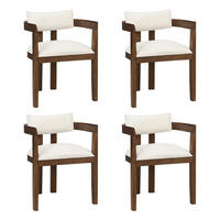 ARMLEHNSTUHL 4 Stück in Leinenstoff, Walnussholzfarbe - Walnussfarben, Holz/Textil (60.5/78.5/57.5cm) - KOMHTOM
