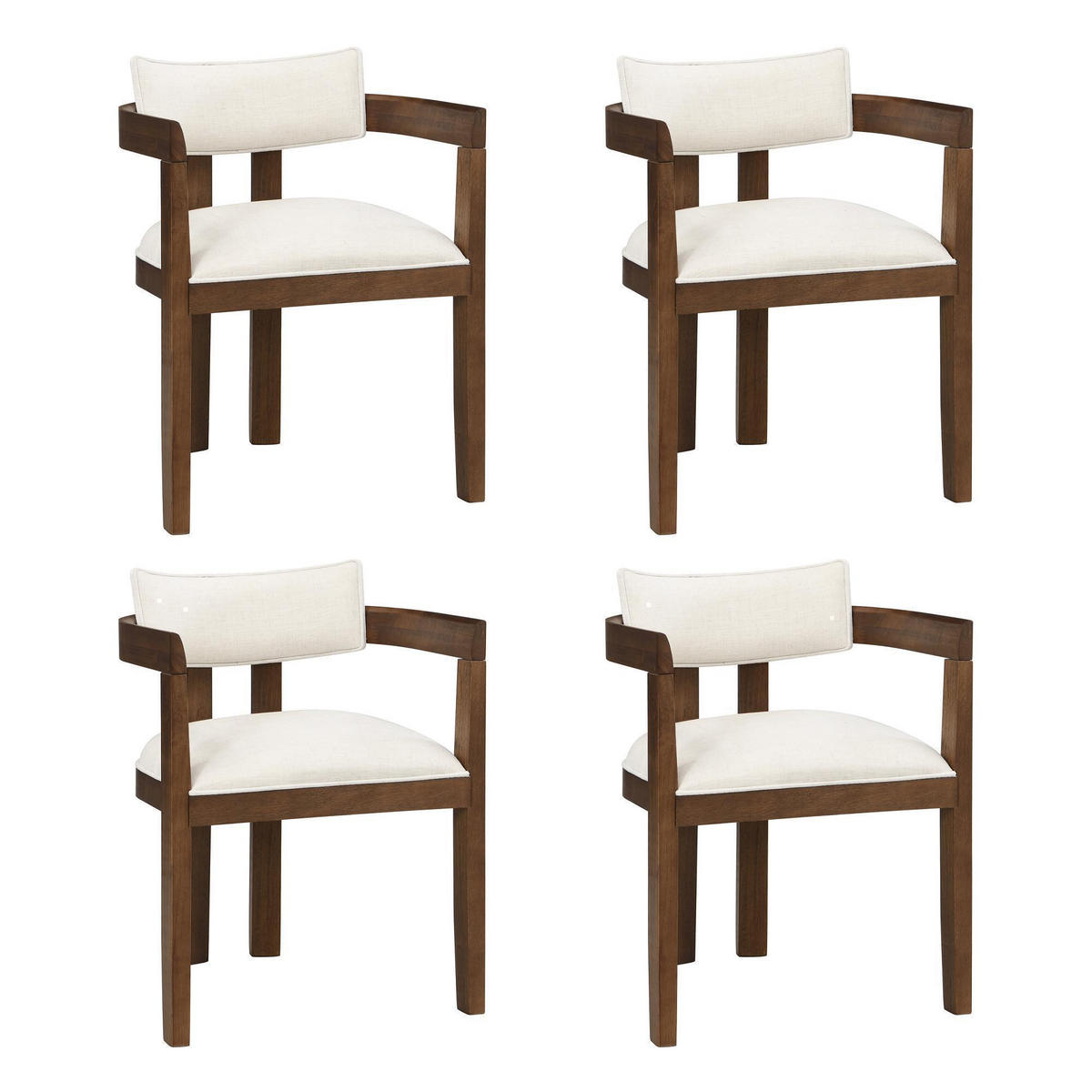 ARMLEHNSTUHL 4 Stück in Leinenstoff, Walnussholzfarbe - Walnussfarben, Holz/Textil (60.5/78.5/57.5cm) - KOMHTOM