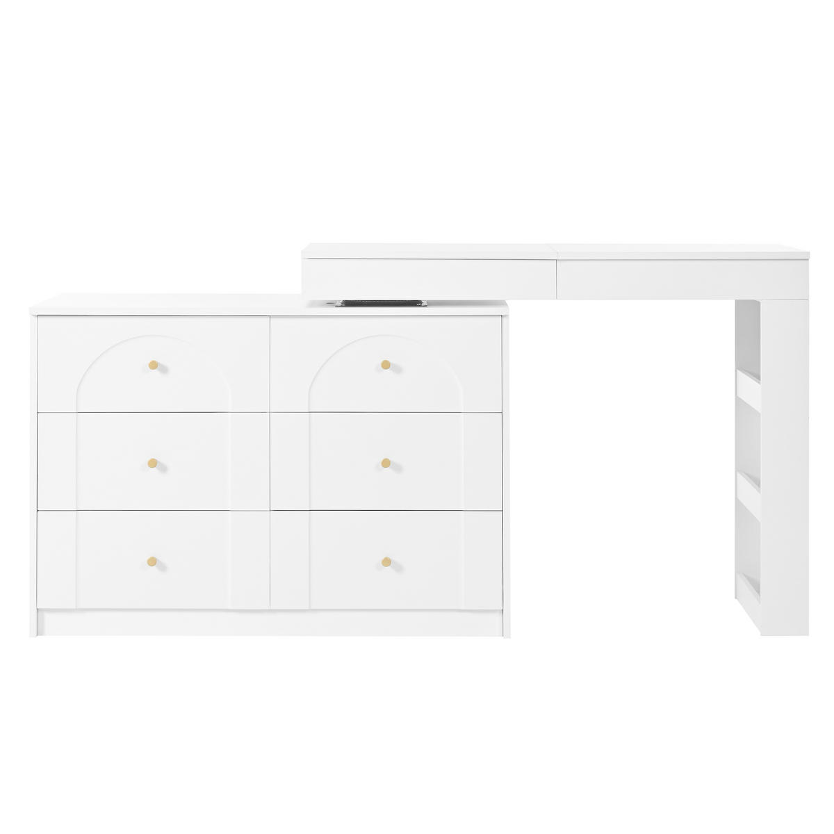 SCHMINKTISCH Weiß LED drehbar 105x40x80cm Frisiertisch Büro - Weiß, Holzwerkstoff (40/80/105cm) - FLIEKS