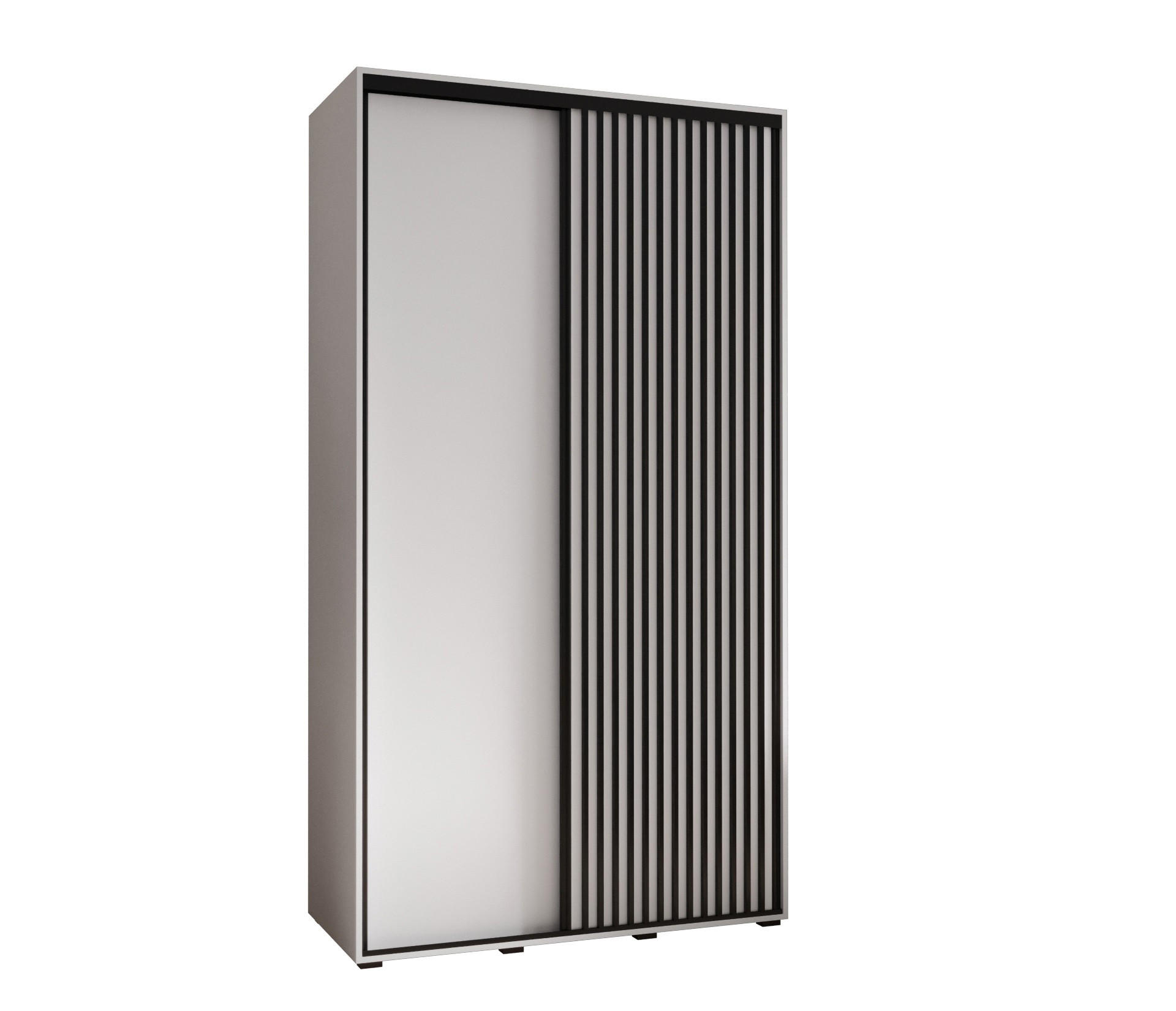 Abiks Möbel Schwebetürenschrank Weiß, Weiß, Schwarz 130x205.2x60 cm